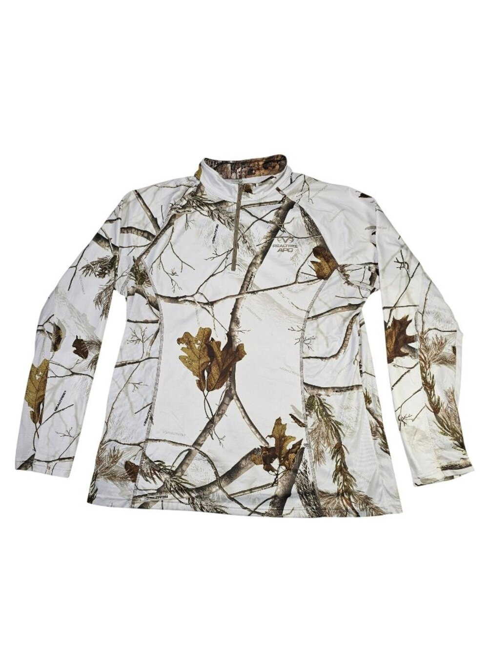 Realtree APC RT Snow Camo 1/4-Zip Shirt Women's Size 2XL White Camouflage